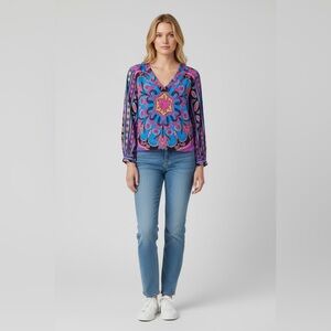 Alice & Trixie ‘Greta’ V-Neck Blouse In Passion Pink Size XS